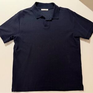 Zara Men's Navy Short-Sleeve Polo
